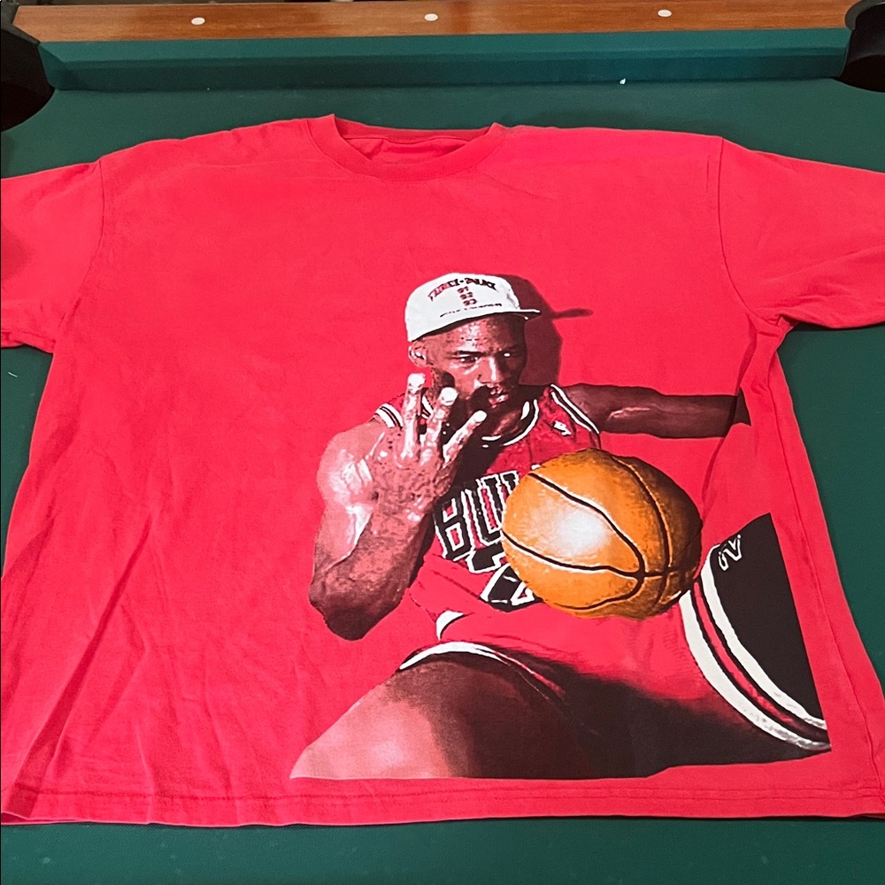 Red Graphic Basketball Tee with Michael Jordan NWOT